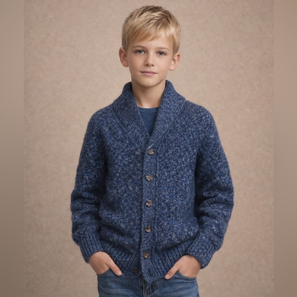 Boys Size 8-10 Blue Knit Sweater